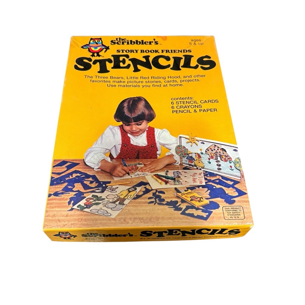 1982 SCRIBBLER’S STENCILS Western Publishing Storybook Friends 4 Papers